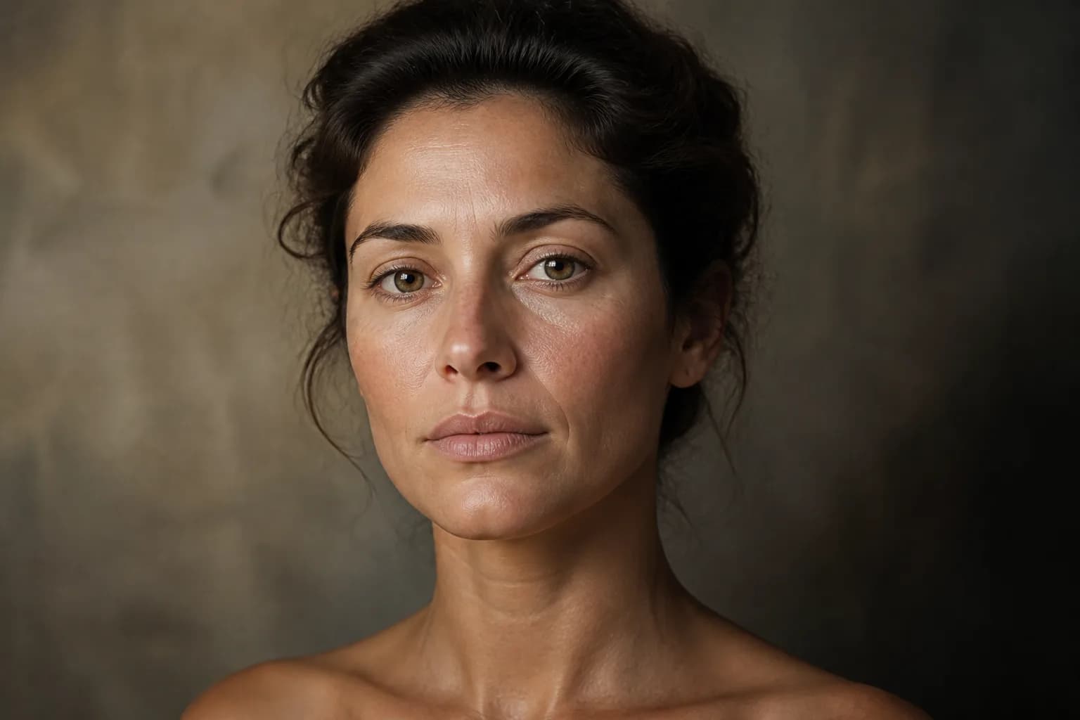 Yüz, göz çevresi, çene hattı ve boyun bölgelerinin anatomik ilişkisini temsil eden editorial görsel